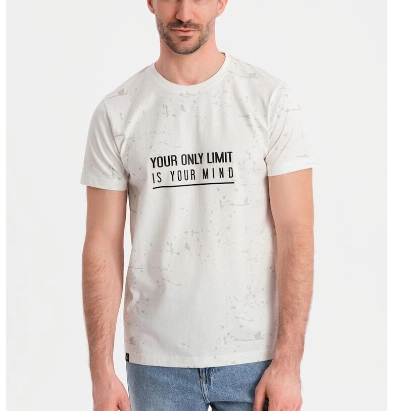 Тениска с овално деколте и принт OMBRE