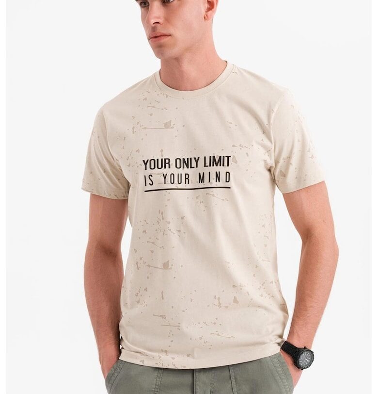 Тениска с овално деколте и принт OMBRE