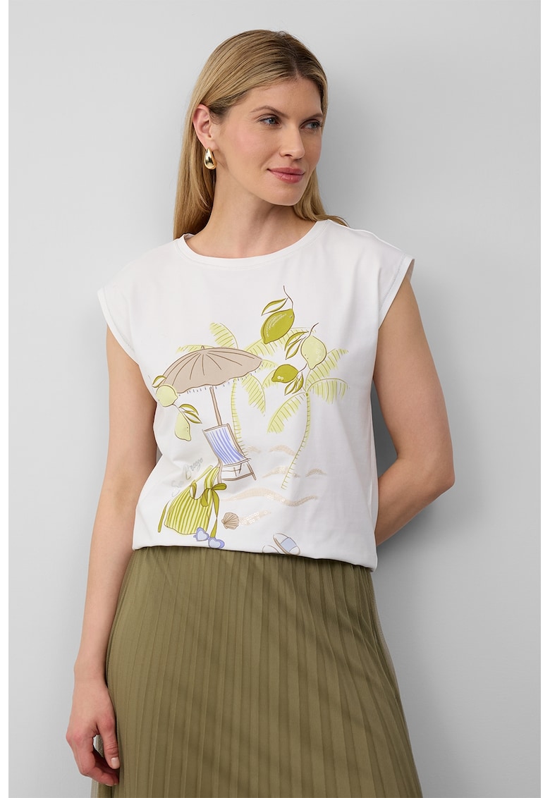 Тениска с овално деколте и принт sOliver