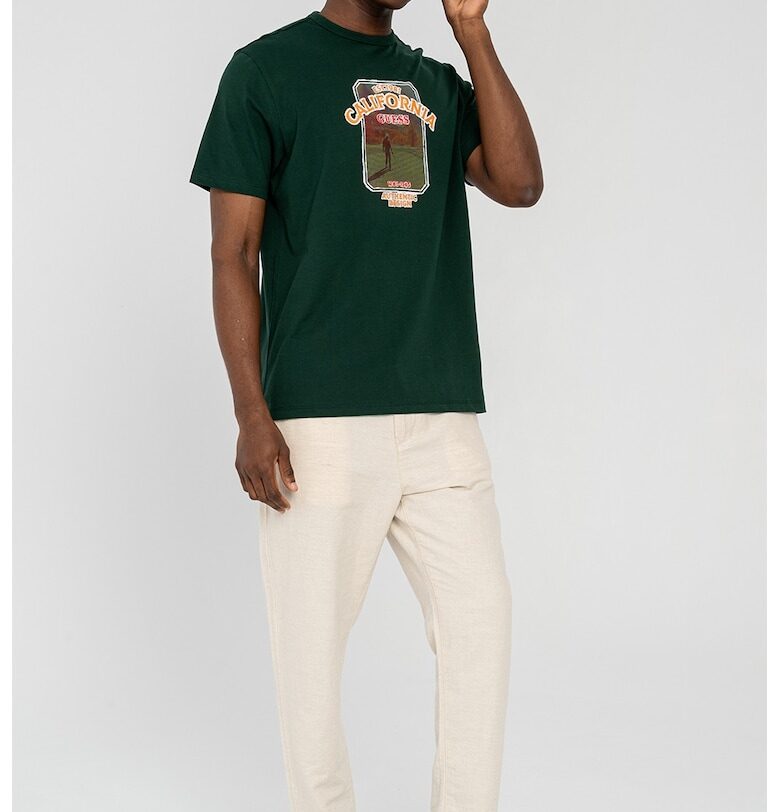 Тениска с овално деколте и шарка GUESS