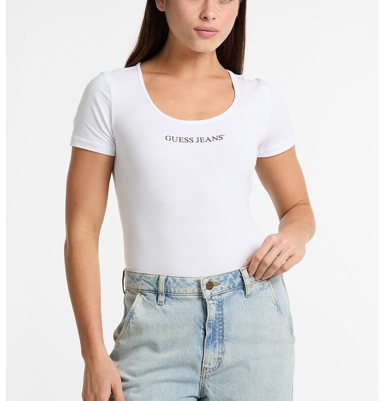 Тениска с овално деколте и шарка GUESS JEANS
