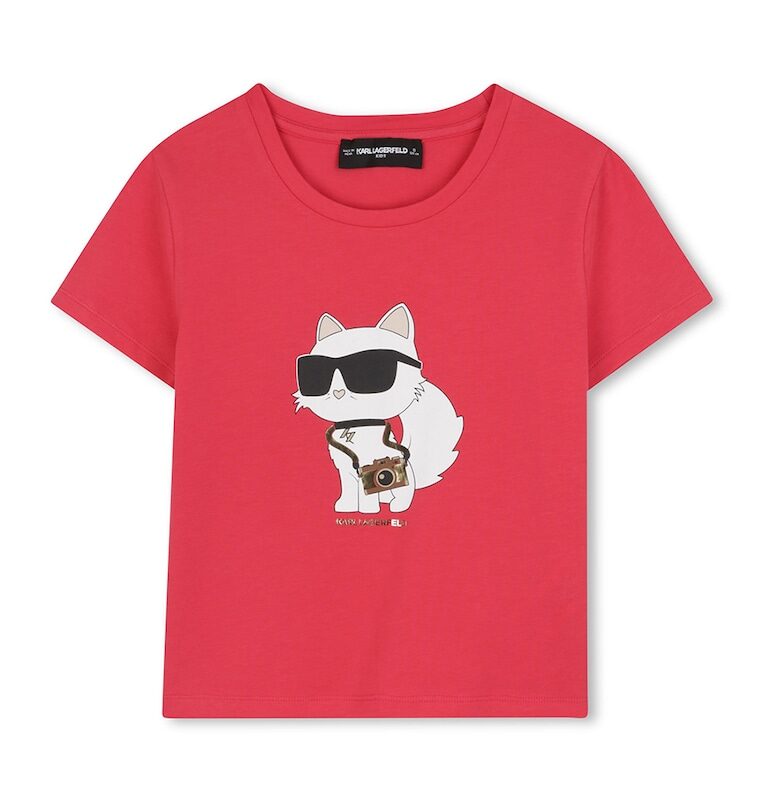 Тениска с овално деколте с лого KARL LAGERFELD KIDS
