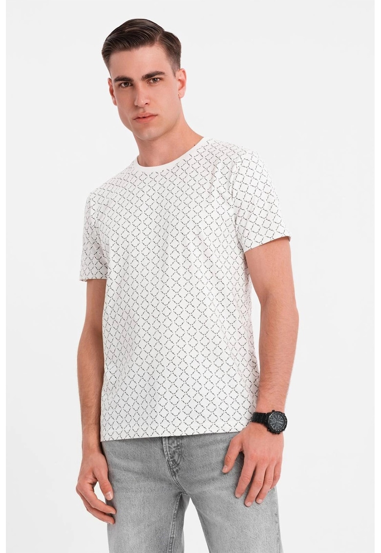 Тениска с овално деколте фигурален принт OMBRE