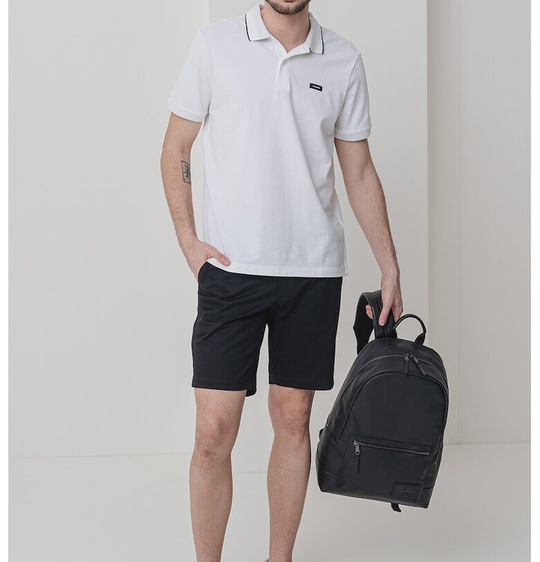 Тениска с органичен памук и яка CALVIN KLEIN