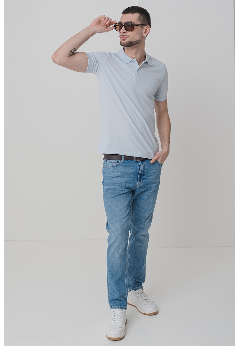 Тениска с органичен памук с яка CALVIN KLEIN