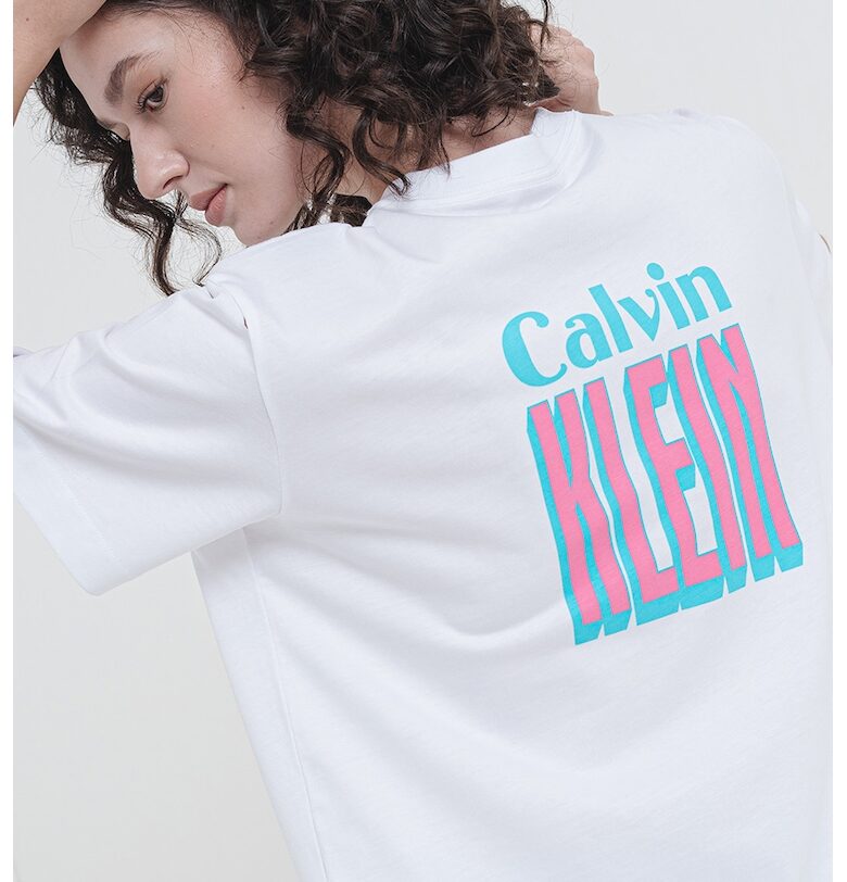 Тениска с паднали ръкави и шарка CALVIN KLEIN JEANS