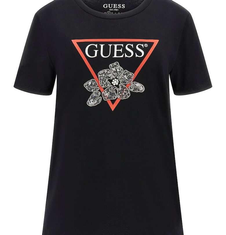 Тениска с пайети и лого GUESS