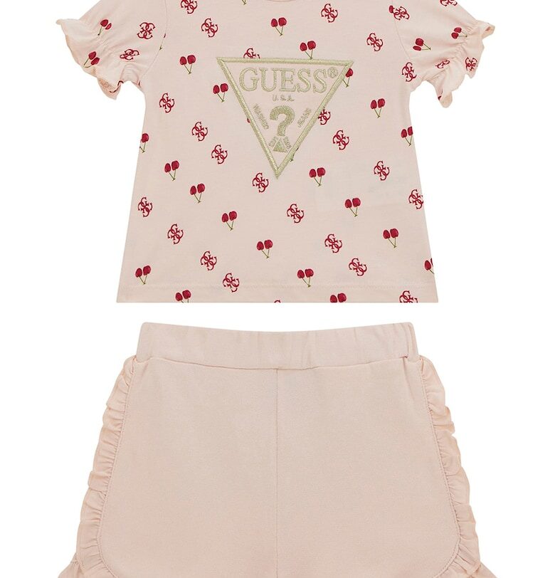 Тениска с памук и къс панталон с набирания - 2 части GUESS KIDS