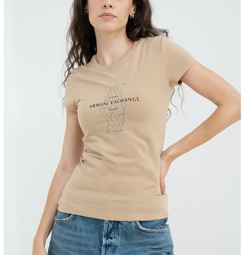 Тениска с памук и лого ARMANI EXCHANGE