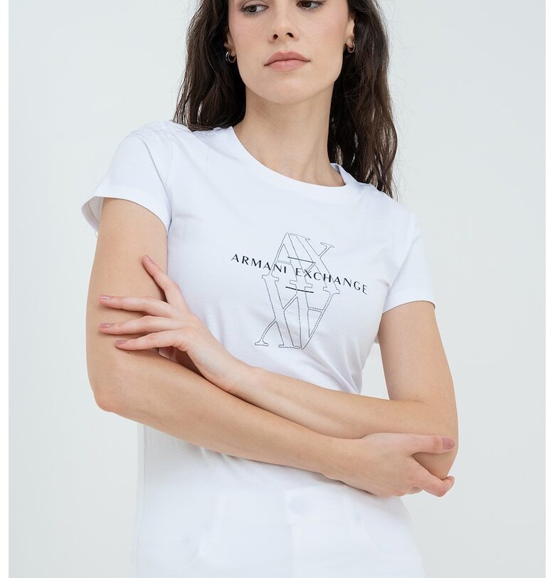 Тениска с памук и лого ARMANI EXCHANGE