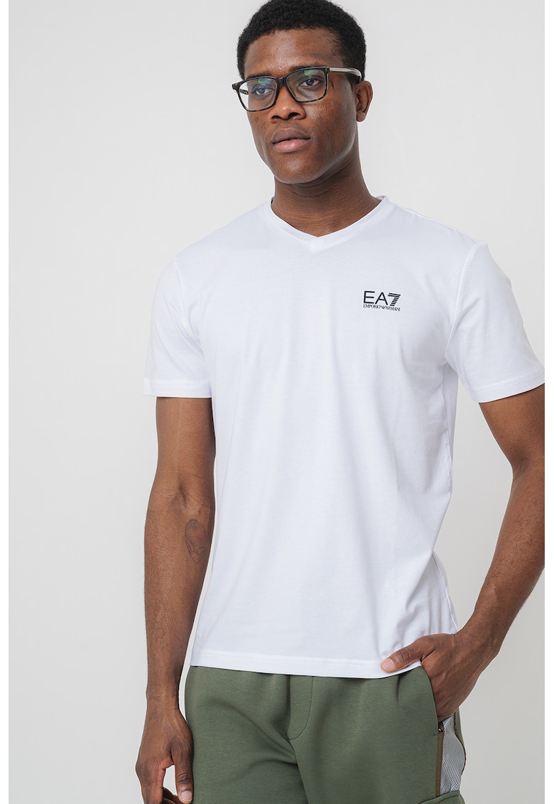 Тениска с памук и лого EA7