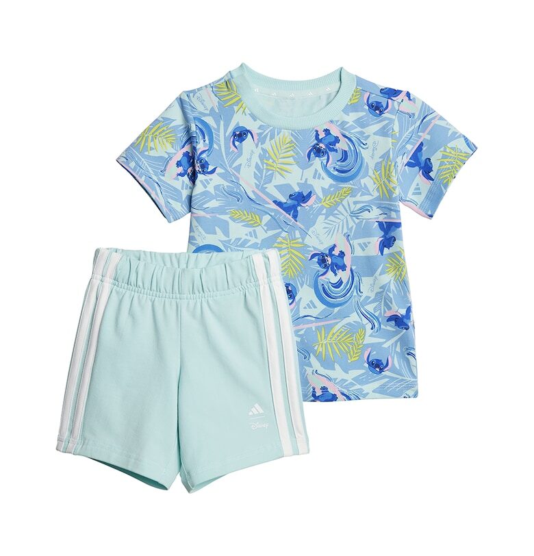 Тениска с памук и шорти с принт на Stitch adidas Sportswear