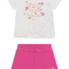 Тениска с памук с бродерии и къс панталон - 2 части GUESS KIDS