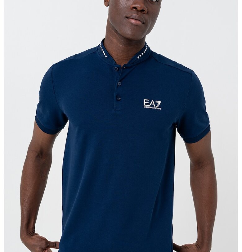 Тениска с памук с копчета EA7