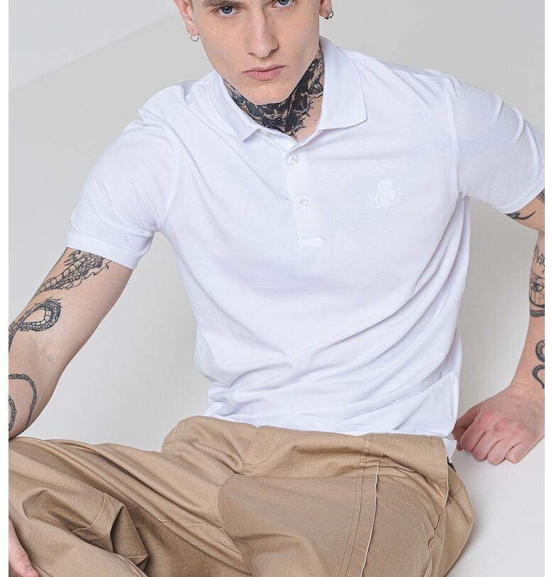 Тениска с памук с копчета Karl Lagerfeld