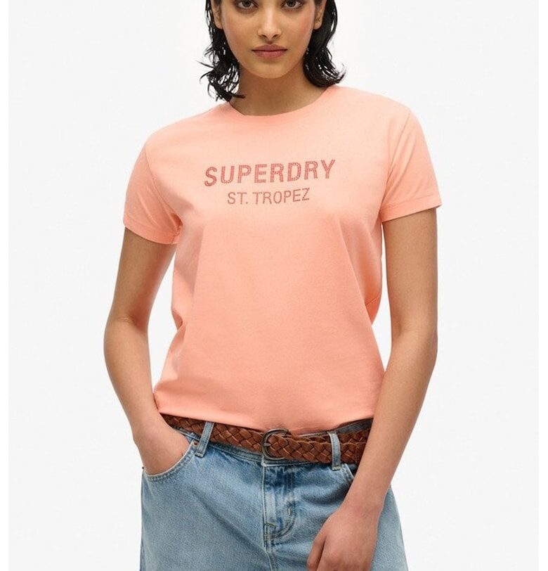 Тениска с памук с надпис SUPERDRY