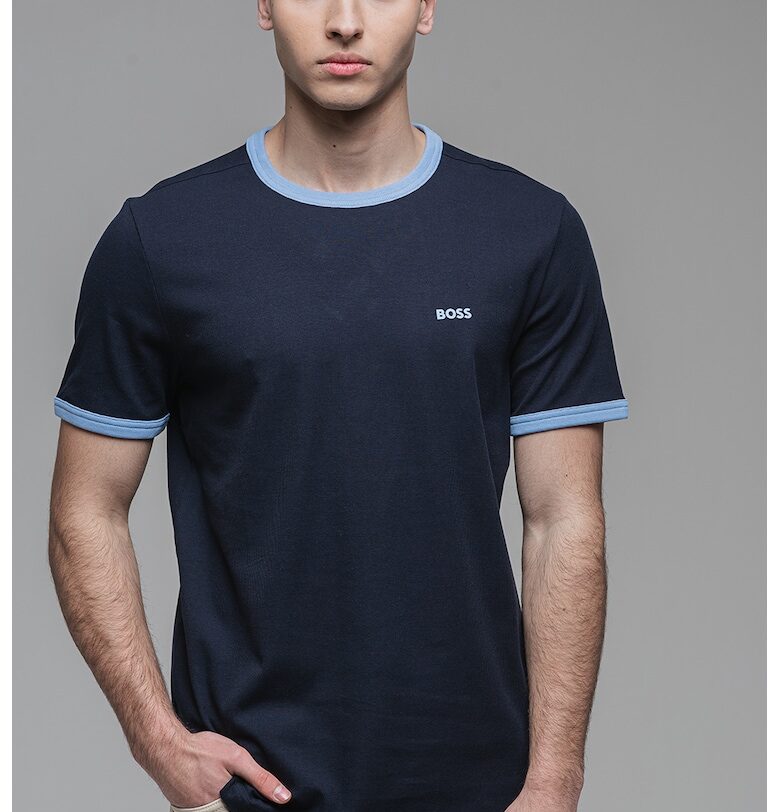 Тениска с памук с овално деколте BOSS