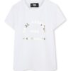 Тениска с памук с овално деколте KARL LAGERFELD KIDS