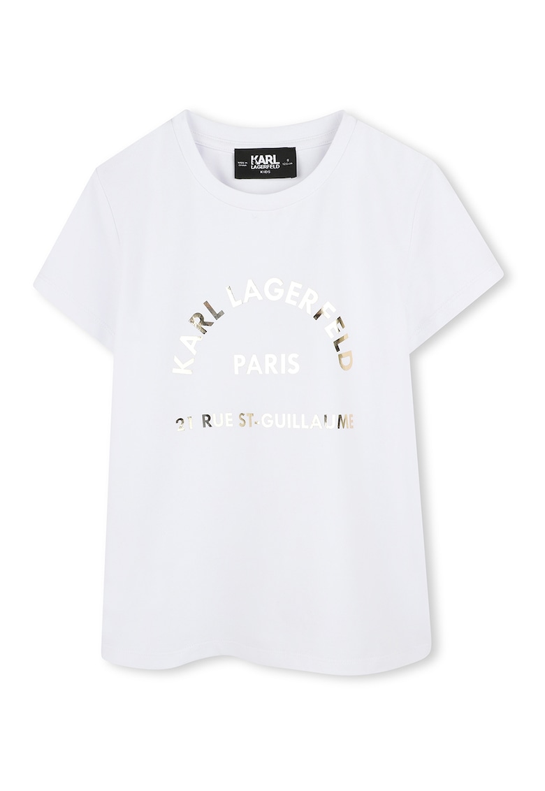 Тениска с памук с овално деколте KARL LAGERFELD KIDS