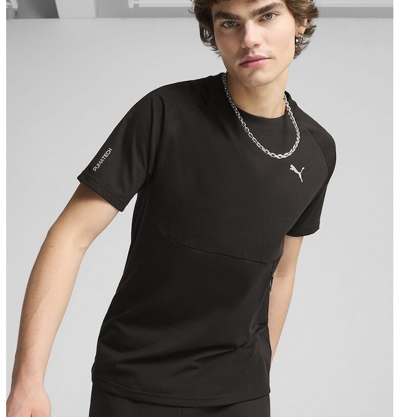 Тениска с памук с овално деколте Puma