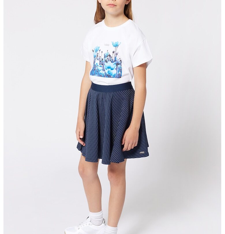 Тениска с памук с принт BOSS Kidswear