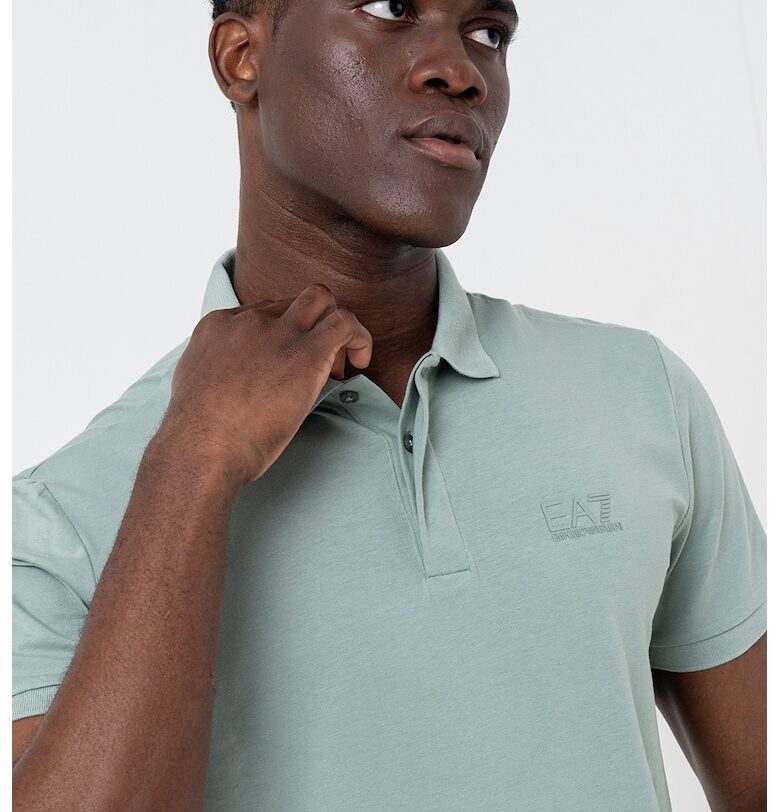 Тениска с памук с яка EA7