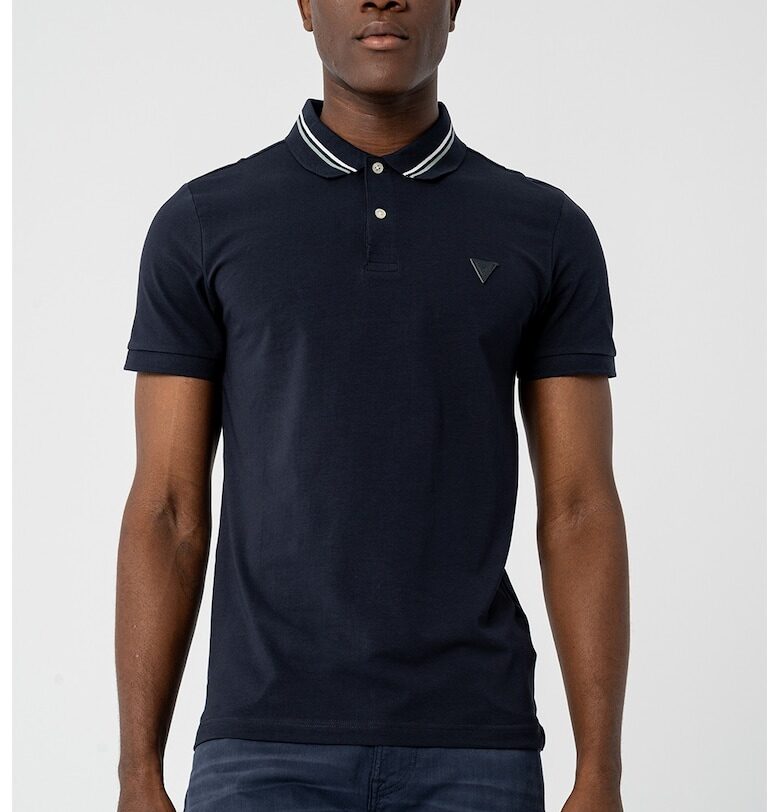 Тениска с памук с яка GUESS