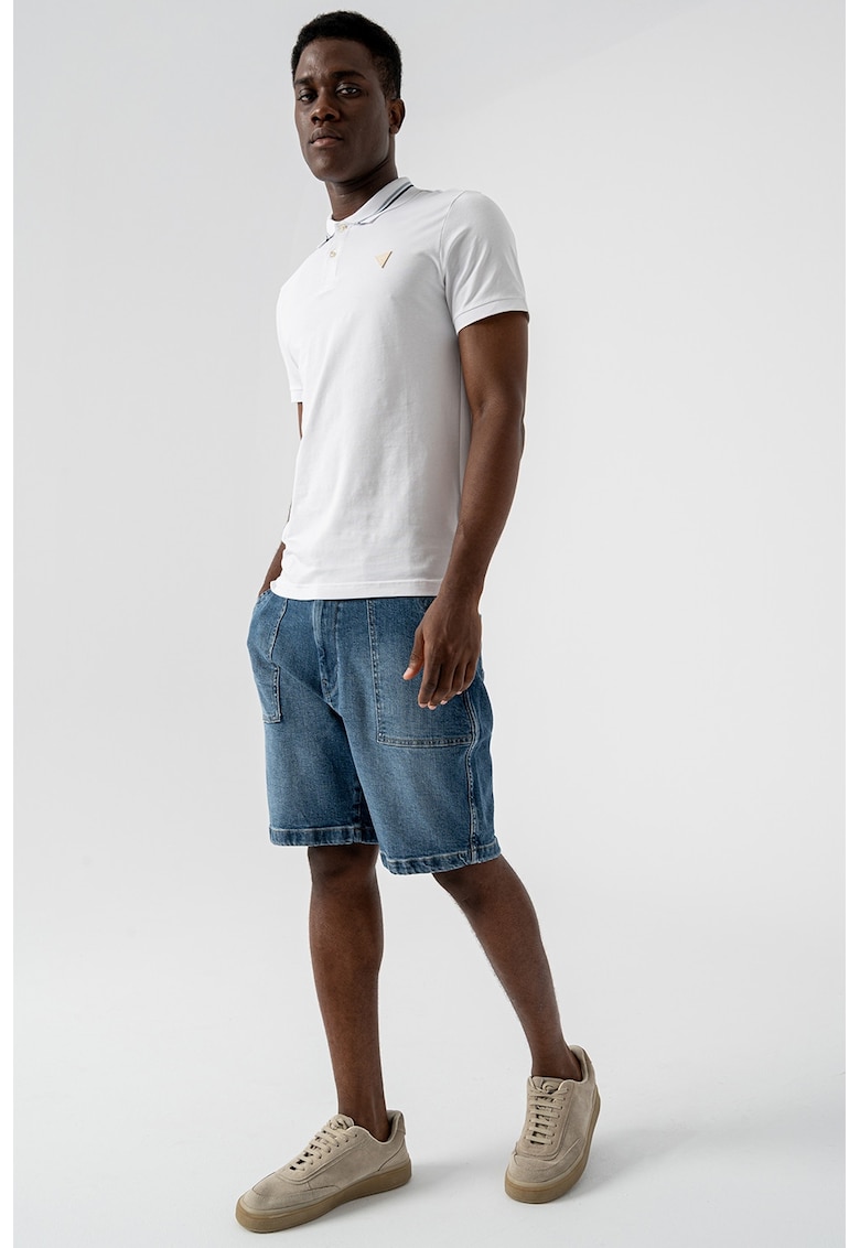 Тениска с памук с яка GUESS