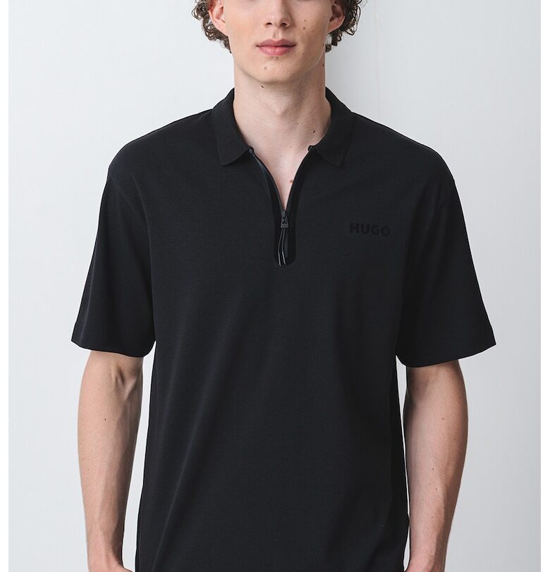 Тениска с памук с яка HUGO