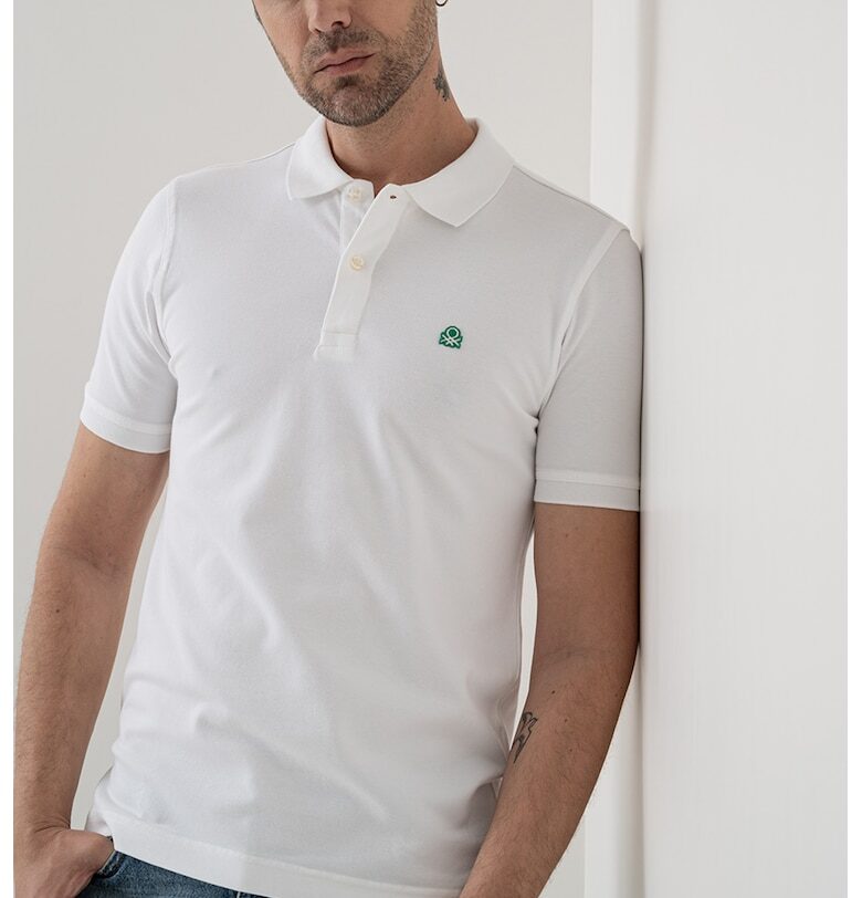 Тениска с памук с яка United Colors of Benetton