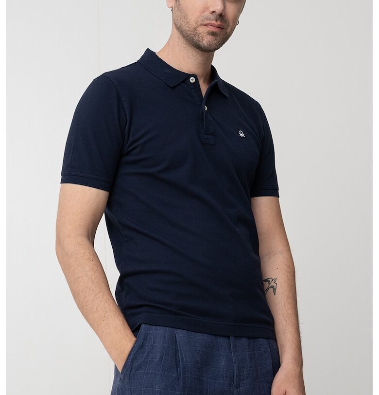 Тениска с памук с яка United Colors of Benetton