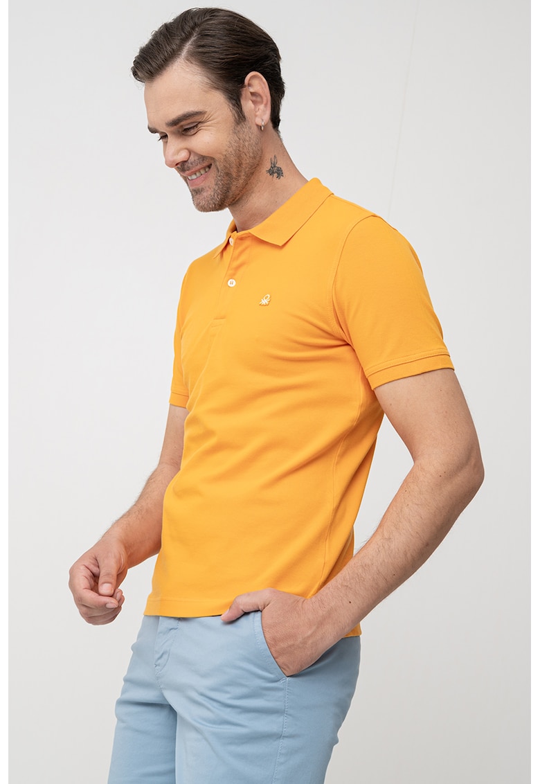 Тениска с памук с яка United Colors of Benetton