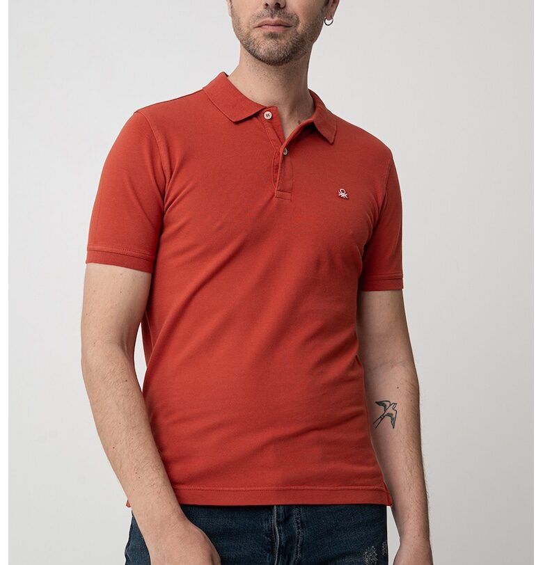 Тениска с памук с яка United Colors of Benetton