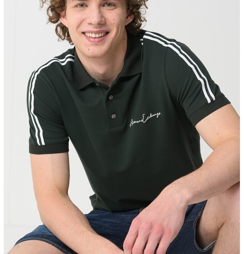 Тениска с памук - яка и лого ARMANI EXCHANGE