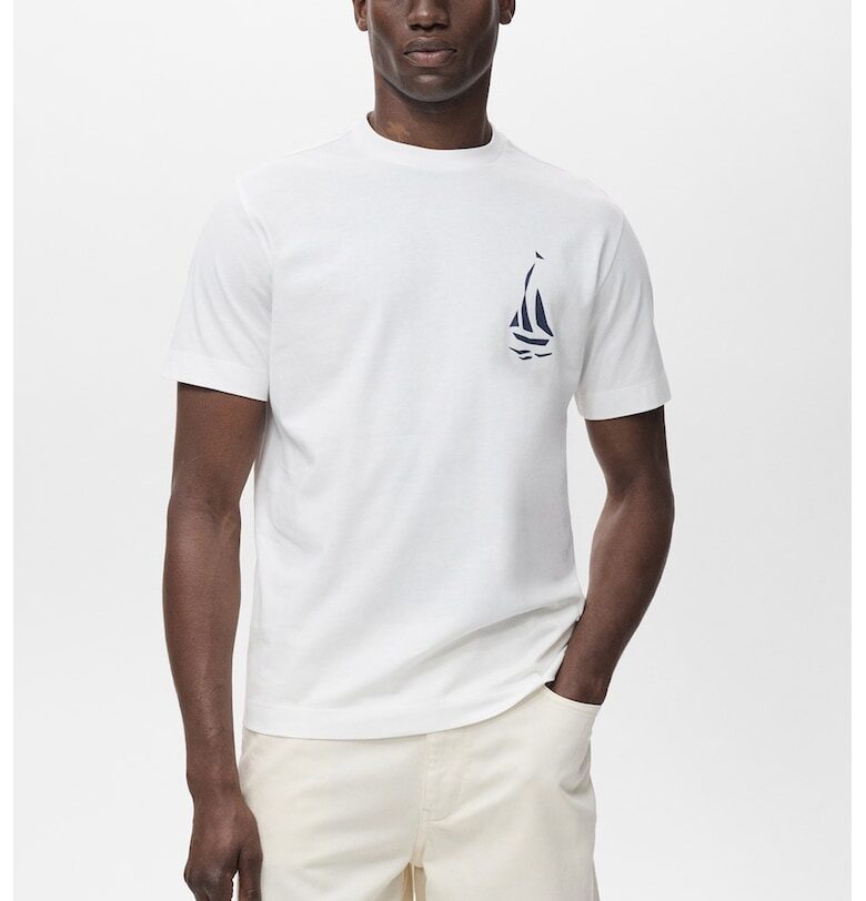 Тениска с принт на гърдите Mango