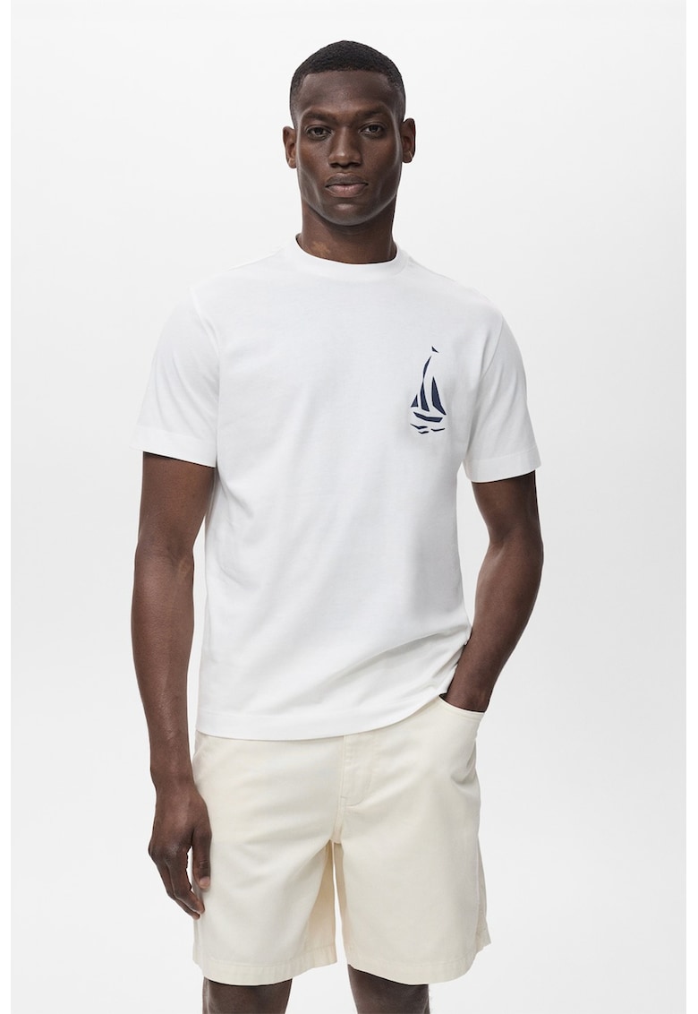 Тениска с принт на гърдите Mango