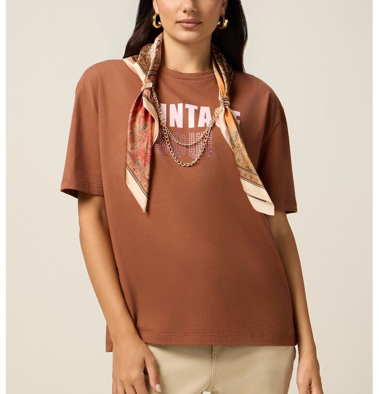 Тениска с шапл - охра - Oltre