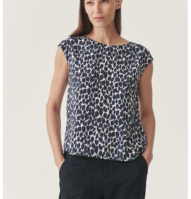 Тениска с шарка - Бял - Тъмносин - Tatuum