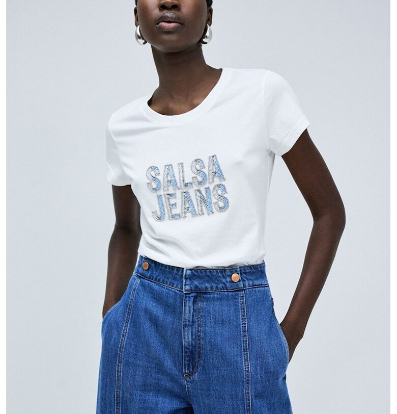 Тениска с шарка и овално деколте Salsa Jeans