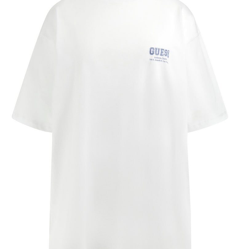 Тениска с шарка и паднали ръкави GUESS