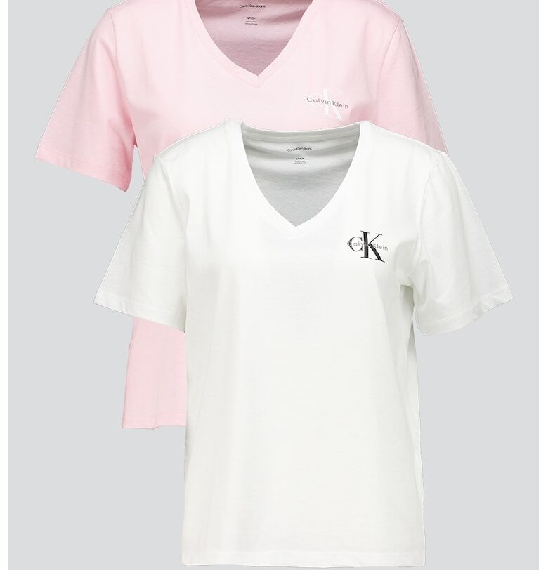 Тениска с шпиц и лого - 2 броя CALVIN KLEIN JEANS