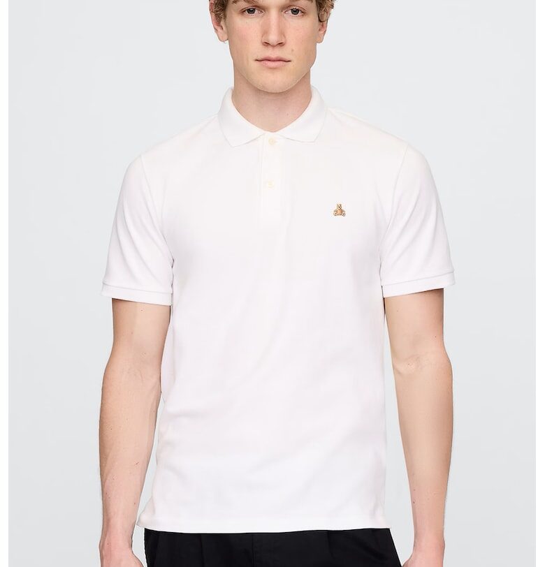 Тениска с яка и бродерия GAP