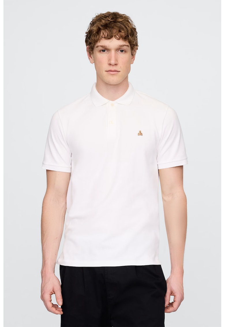 Тениска с яка и бродерия GAP