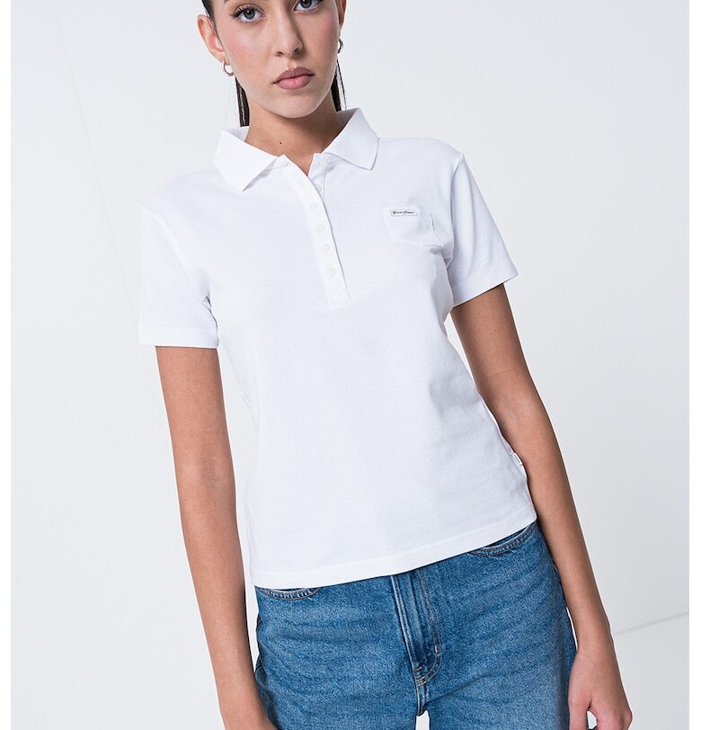 Тениска с яка и джоб на гърдите GUESS JEANS