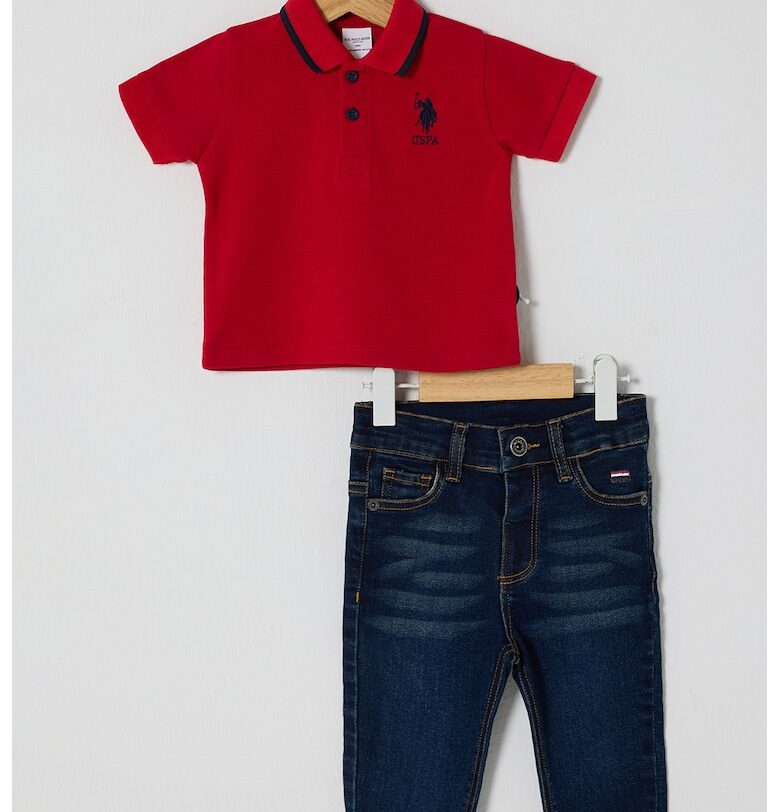 Тениска с яка и дънки - 2 части US Polo Assn