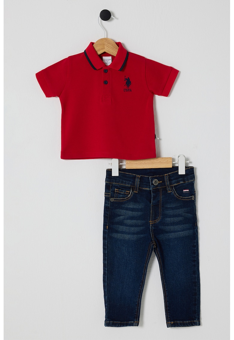 Тениска с яка и дънки - 2 части US Polo Assn