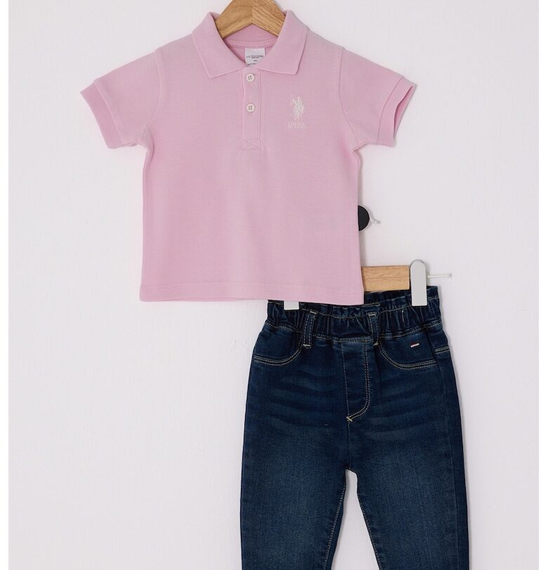 Тениска с яка и дънки - 2 части US Polo Assn