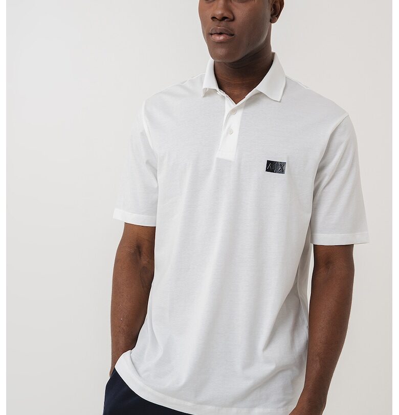 Тениска с яка и контрастно лого ARMANI EXCHANGE