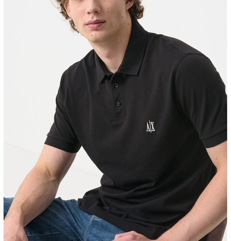 Тениска с яка и лого ARMANI EXCHANGE