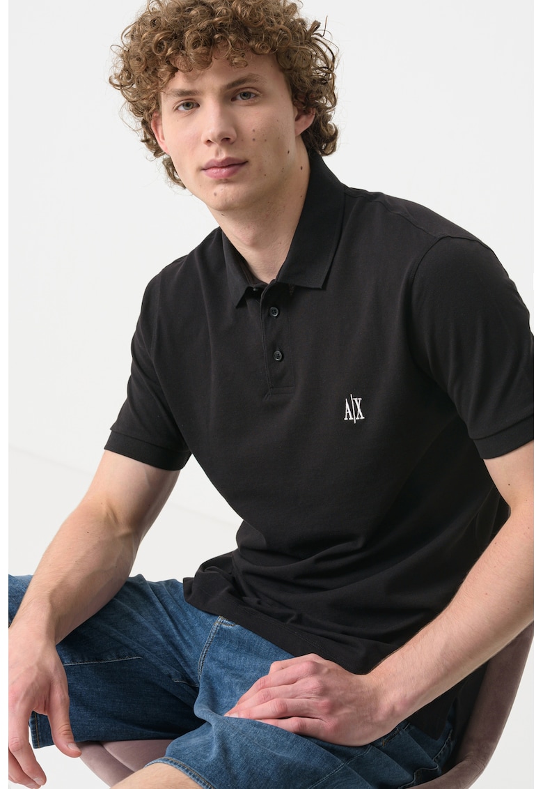 Тениска с яка и лого ARMANI EXCHANGE